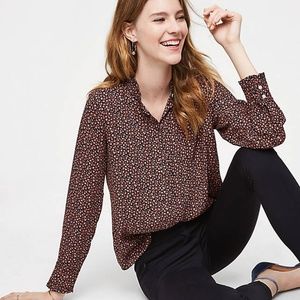 LOFT Mini Floral Ruffle Utility Blouse, NWOT
